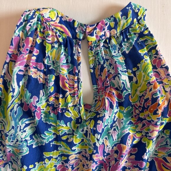 Anne Carson Top Women Large Multicolor Floral Colorful Tropical Resort High Neck - Picture 10 of 12